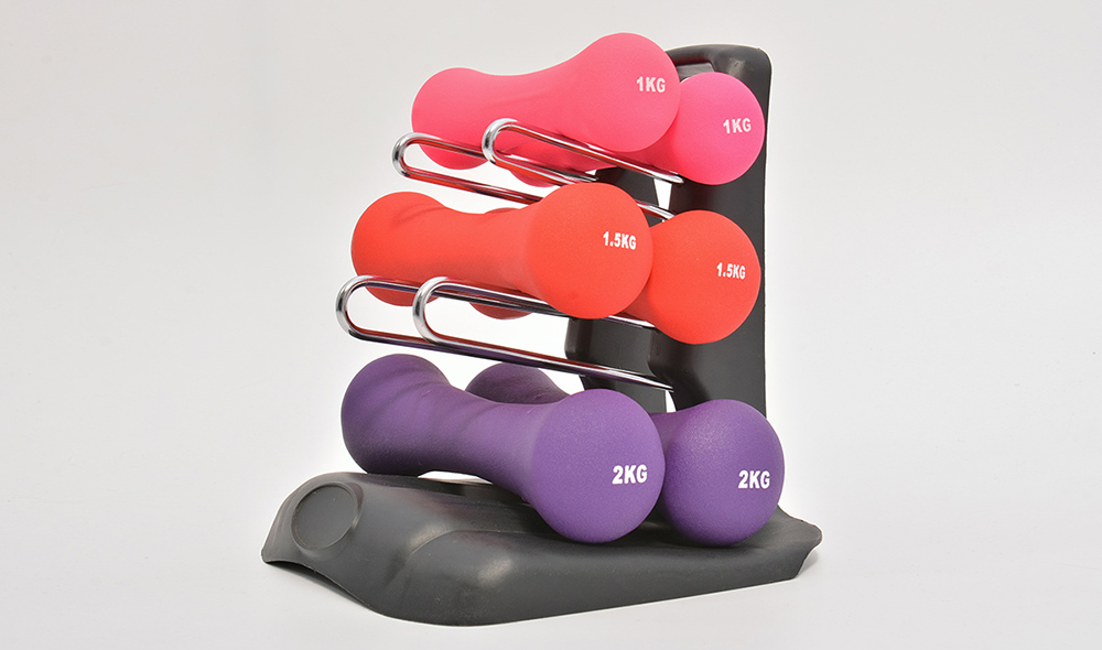 Women's home sports dumbbell fitness equipment display